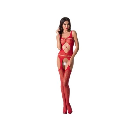 PASSION - FEMME BS057 BODYSTOCKING ROUGE TAILLE UNIQUE