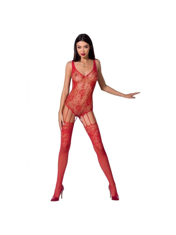 PASSION - FEMME BS074 BODYSTOCKING TAILLE UNIQUE ROUGE