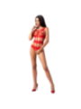 PASSION - FEMME BS083 TEDDY CORPS NET ROUGE TAILLE UNIQUE