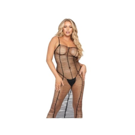 LEG AVENUE - ROBE MAXI EN FILET HORIZONTAL TAILLE UNIQUE
