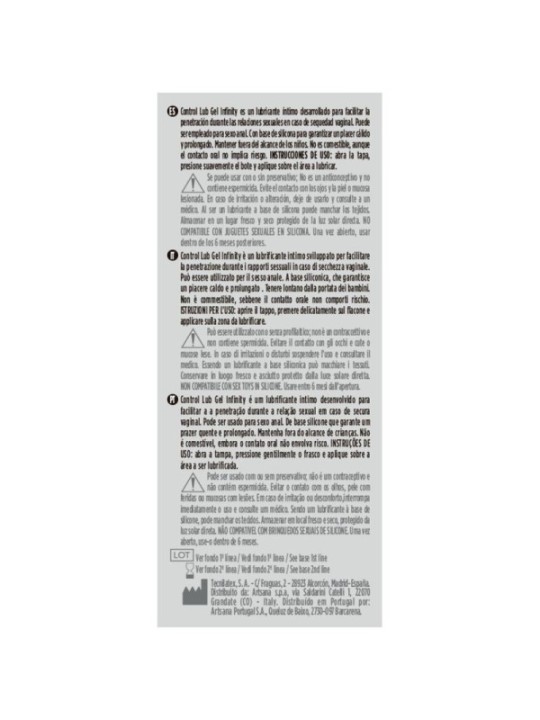 CONTROL - LUBRIFIANT  BASE DE SILICONE INFINITY 75 ML