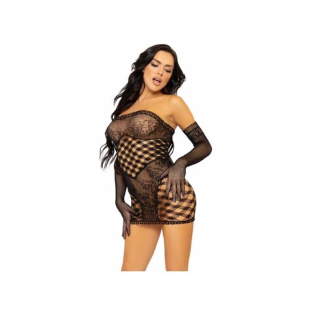 LEG AVENUE - ROBE TUBE ET GANTS TAILLE UNIQUE TAILLE UNIQUE - NOIR