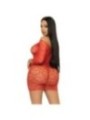 LEG AVENUE - MINI ROBE EN FILET COEUR TAILLE UNIQUE - ROUGE