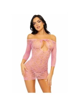 LEG AVENUE - MINI ROBE EN FILET COEUR TAILLE UNIQUE - ROSE