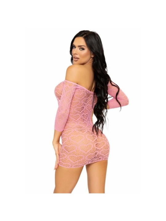 LEG AVENUE - MINI ROBE EN FILET COEUR TAILLE UNIQUE - ROSE