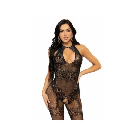 LEG AVENUE - BODYSTOCKING RÉSILLE SANS COUTURE TAILLE UNIQUE - NOIR