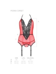 PASSION - PEONIA CORSET LIGNE ÉROTIQUE ROUGE L/XL