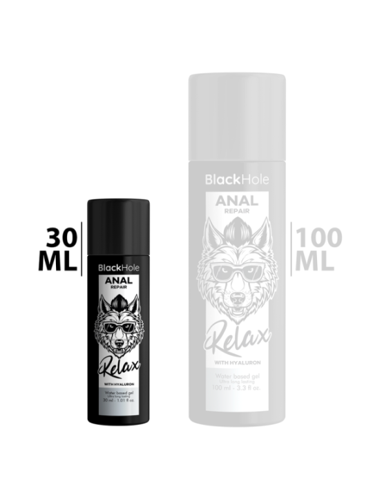BLACK HOLE - RÉPARATION ANALE RELAX À BASE D'EAU AVEC HYALURON 30 ML