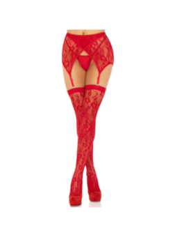 LEG AVENUE - CUISSES DENTELLES & JARRETELLES ROUGE