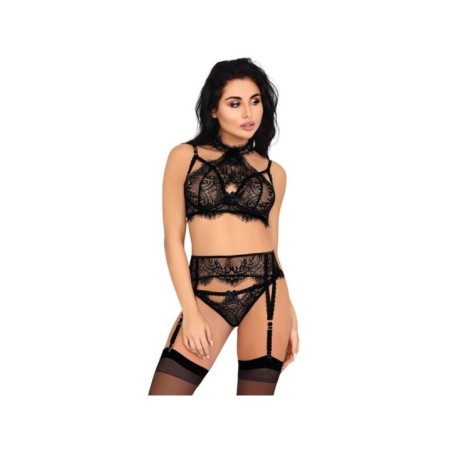 LIVCO CORSETTI FASHION - MAJALESA LC 90526 SOUTIEN-GORGE + JARRETIÈRE + CULOTTE NOIR L/XL