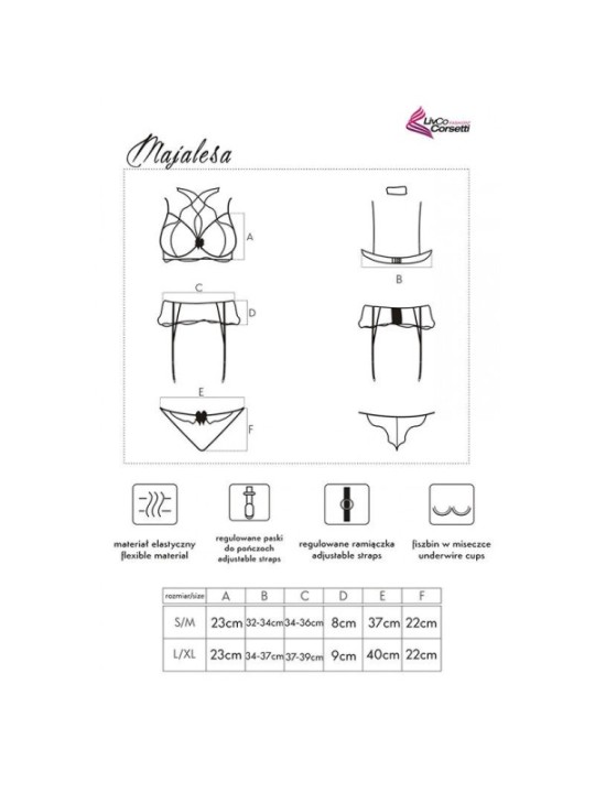 LIVCO CORSETTI FASHION - MAJALESA LC 90526 SOUTIEN-GORGE + JARRETIÈRE + CULOTTE NOIR L/XL