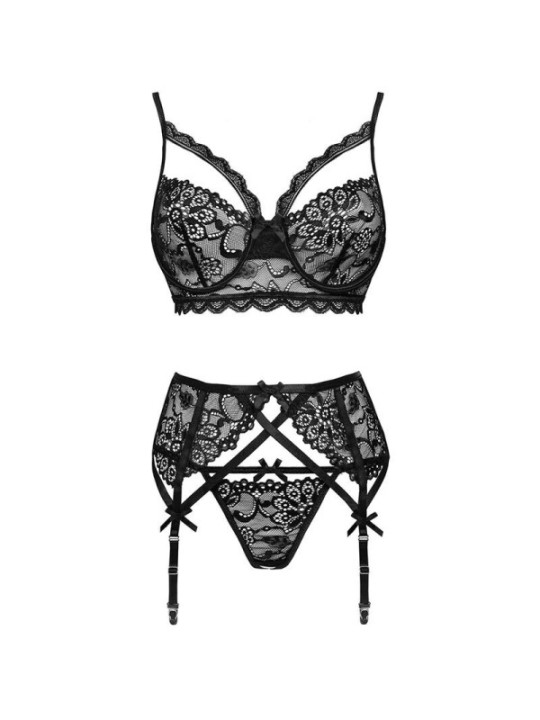 LIVCO CORSETTI FASHION - MORIDAM LC 90552 SOUTIEN-GORGE + JARRETIÈRE + CULOTTE NÉGRO L/XL