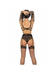 LIVCO CORSETTI FASHION - POJZON LC 90670 SOUTIEN-GORGE + PORTE-JARRETELLES + BAS + CULOTTE NOIR L/XL