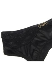 SUBBLIME - ENSEMBLE 3 PIÈCES SOUTIEN-GORGE + STRING + JARRETIÈRE DENTELLE NOIR S/M