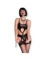 CHILIROSE - CR 4625 ENSEMBLE QUATRE PIÈCES SANS CROTCHLESS NOIR S