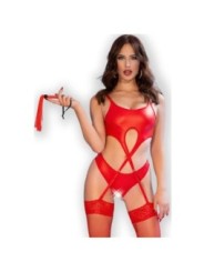 CHILIROSE - CR 4625 ENSEMBLE QUATRE PIÈCES SANS CROTCHLESS ROUGE M
