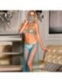 SUBBLIME - ENSEMBLE LINGERIE BLEU STYLE INDIEN L/XL