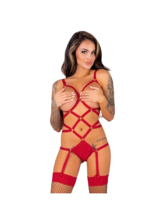 LIVCO CORSETTI FASHION - THIARA LC 20213 ENSEMBLE CORPS + BAS ROUGE S/M