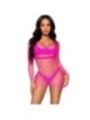 LEG AVENUE - ROBE EN FILET À MANCHES LONGUES FUCHSIA TAILLE UNIQUE