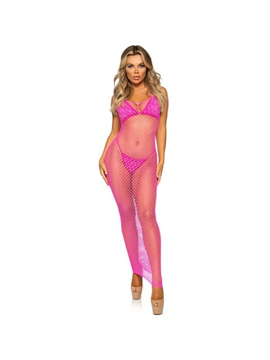 LEG AVENUE - ROBE LONGUE FILET FUCHSIA TAILLE UNIQUE