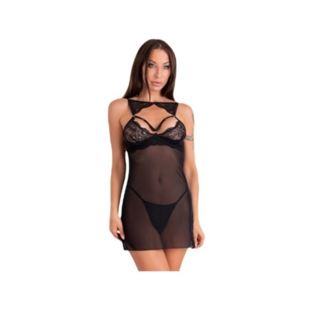 LIVCO CORSETTI FASHION - KROLINA LC 90734 CHEMISE + STRING NOIR S/M
