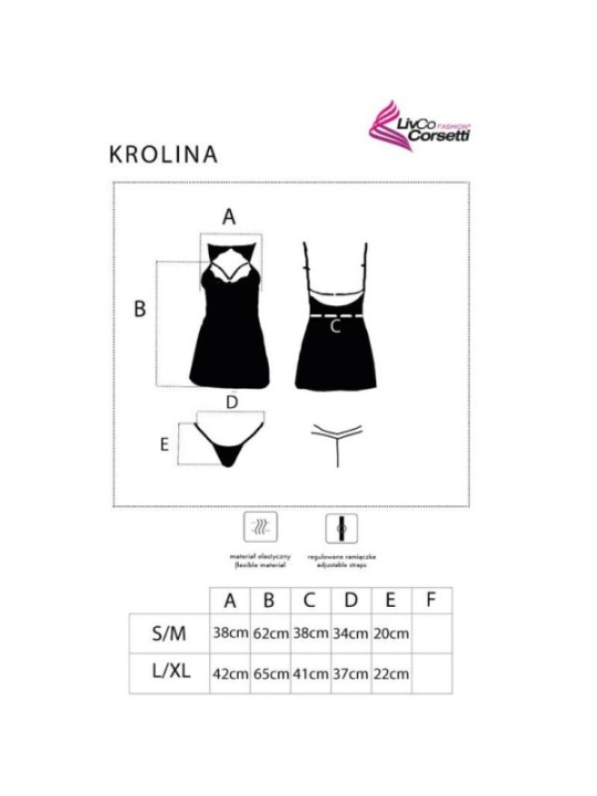LIVCO CORSETTI FASHION - KROLINA LC 90734 CHEMISE + STRING NOIR S/M