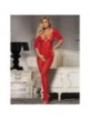 SUBBLIME - 951825 BODYSTOCKING RÉSILLE SANS FOURCHE MOTIF ROSES ROUGES XS/M