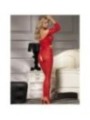 SUBBLIME - 951825 BODYSTOCKING RÉSILLE SANS FOURCHE MOTIF ROSES ROUGES XS/M
