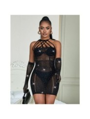 SUBBLIME - 952235 ROBE RÉSEILLE AVEC STRASS NOIR TAILLE UNIQUE