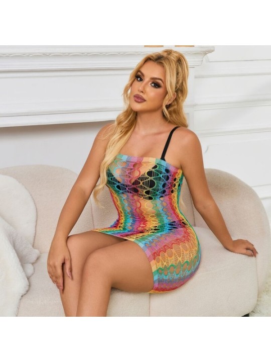 SUBBLIME - 952365 ROBE RÉSEILLE ÉPAULES NUES ARC-EN-CIEL TAILLE UNIQUE