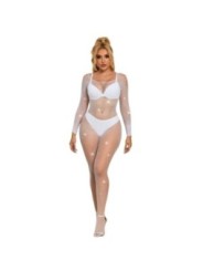 SUBBLIME - 952396 BODYSTOCKING RESILLE AVEC LOSANGES MANCHES LONGUES BLANC TAILLE UNIQUE