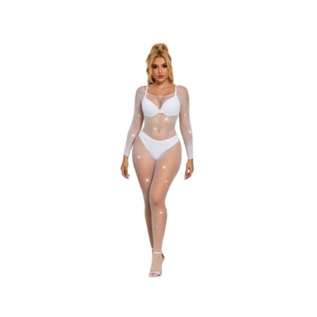 SUBBLIME - 952396 BODYSTOCKING RESILLE AVEC LOSANGES MANCHES LONGUES BLANC TAILLE UNIQUE