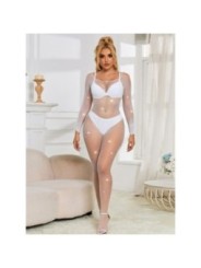 SUBBLIME - 952396 BODYSTOCKING RESILLE AVEC LOSANGES MANCHES LONGUES BLANC TAILLE UNIQUE