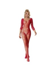 SUBBLIME - 952419 BODYSTOCKING RÉSILLE AVEC LOSANGES MANCHES LONGUES ROUGE XS/M