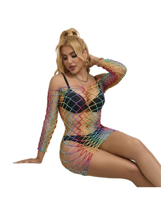 SUBBLIME - 952426 ROBE RÉSILLE MANCHES LONGUES ARC-EN-CIEL TAILLE UNIQUE