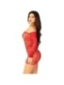 LEG AVENUE - ROBE MINI EN MAILLE À ÉPAULES DÉNUDÉES ET À MANCHES LONGUES ROUGE