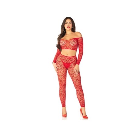 LEG AVENUE - CROP TOP + BAS ROUGE TAILLE UNIQUE