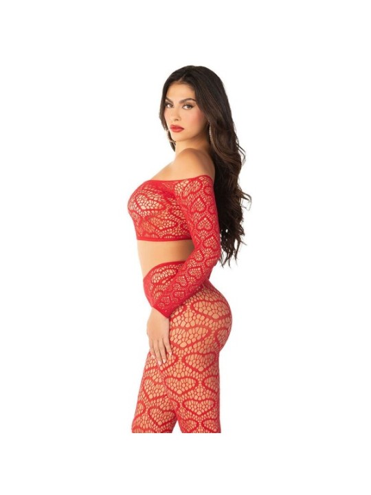 LEG AVENUE - CROP TOP + BAS ROUGE TAILLE UNIQUE