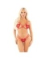 LEG AVENUE - SOUTIEN-GORGE OUVERT À MOTIF COEUR + STRING ROUGE TAILLE UNIQUE