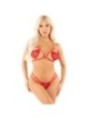 LEG AVENUE - SOUTIEN-GORGE OUVERT À MOTIF COEUR + STRING ROUGE TAILLE UNIQUE