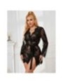 SUBBLIME - 953751 CHEMISIER DE NUIT EN DENTELLE + STRING NOIR S/M