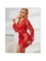 SUBBLIME - 953775 CHEMISIER DE NUIT DENTELLE + STRING ROUGE S/M