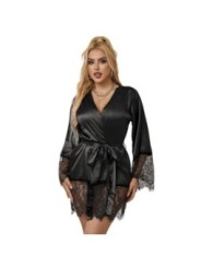 SUBBLIME - 953805 PYJAMA DENTELLE ÉLÉGANT + STRING NOIR L/XL