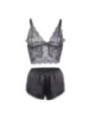 SUBBLIME - 953911 CHEMISIER DE NUIT EN SOIE ET DENTELLE + CULOTTE NOIRE S/M