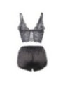 SUBBLIME - 953911 CHEMISIER DE NUIT EN SOIE ET DENTELLE + CULOTTE NOIRE S/M