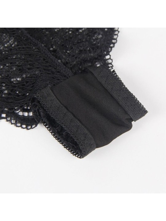 SUBBLIME - 953911 CHEMISIER DE NUIT EN SOIE ET DENTELLE + CULOTTE NOIRE S/M