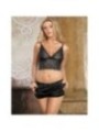 SUBBLIME - 953911 CHEMISIER DE NUIT EN SOIE ET DENTELLE + CULOTTE NOIRE S/M