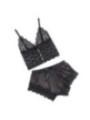 SUBBLIME - 953942 CHEMISE DE NUIT DÉCONTRACTÉE EN SOIE + PANTALON EN DENTELLE NOIR L/XL