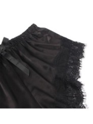 SUBBLIME - 953942 CHEMISE DE NUIT DÉCONTRACTÉE EN SOIE + PANTALON EN DENTELLE NOIR L/XL