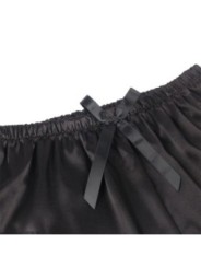 SUBBLIME - 953942 CHEMISE DE NUIT DÉCONTRACTÉE EN SOIE + PANTALON EN DENTELLE NOIR L/XL
